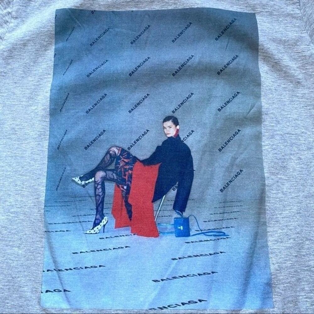 Balenciaga AW17 Gray Photoshoot Print Oversized T-Shirt Size M - Picture 8 of 8